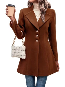 Abrigo mujer invierno mezcla lana camello largo medio muesca - una fila Rever4996 - Imagen 1 de 15