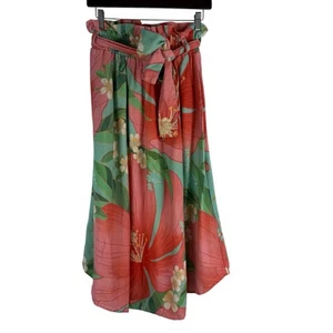 Farm Rio Tropical Floral Print Linen Blend Skirt Women Size P Tropical Midi - Picture 1 of 14