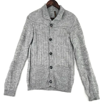 Nudie Jeans Alpaca Wool Blend Cardigan Mens S Grey Button Front Collared Jumper - image 1 of 4