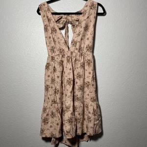 House Of Harlow 1960 Damen Minikleid rosa Leinenmischung hinten offen Blumen M - Bild 1 von 4