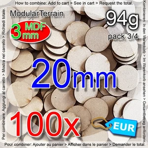 100x 3mm MDF 20mm Round Base Warhammer 40k Infinity Age Of Sigmar Wargame - Bild 1 von 5