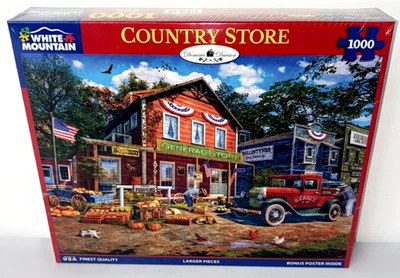 Rompecabezas White Mountain Country Store 1000 piezas piezas más grandes 24 x 30 NUEVO Foto 1 de 4