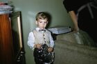 Kodak Slide 1950S Red Border Kodachrome Cute Boy In Vest And Bowtie
