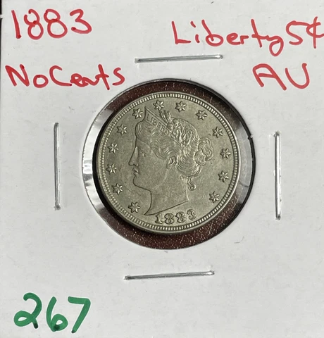 1883 Liberty V Nickel No Cents AU About Uncirculated US Coin See Pictures Cover