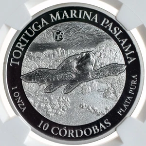 NICARAGUA 10 Cordobas 2016 NGC PF70 UC 'Sea Turtle' F15 Privy  - Picture 1 of 3