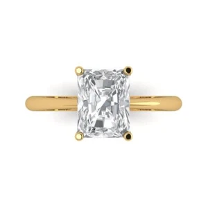 2.50 ct Radiant Cut Promise Wedding Statement anniversary Ring 14k Yellow gold - Picture 1 of 11