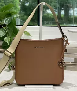 MICHAEL KORS JET SET TRAVEL SMALL ZIP CROSSBODY MESSENGER BAG MK BROWN LEATHER - Picture 1 of 13