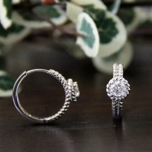 2 Ct Round Cut Simulated Diamond Clip On Hoop Earrings In 14k White Gold Plated - Picture 1 of 4