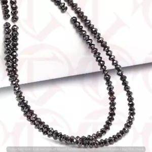 Collar de diamantes negros certificados naturales de 22" | Rondellas facetada... - Imagen 1 de 6