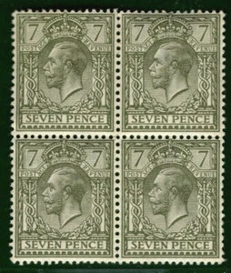 GB KGV SG.389 7d Sage-green (1917) BLOCK OF FOUR Mint UMM MNH Cat £480+* YBLUE18 - Picture 1 of 6