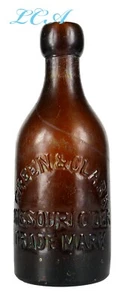 Antique MISSOURI CIDER blob top SODA bottle GREEN & CLARK amber colored 1870s - Picture 1 of 7