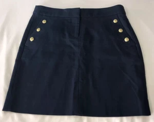 J Crew Mini Skirt Navy Blue Gold Button Nautical Vacation S/M *Measurements - Picture 1 of 10