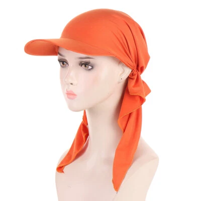 Women Casual Long Tails Summer Sun Hat Head Hair Wrap Turban Stretch Elastic Cap - Image 1 of 4