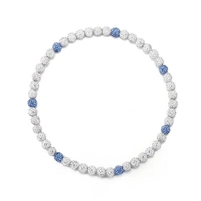 Colar de strass de beisebol masculino feminino 18 polegadas azul branco joia presente - Imagem 1 de 4