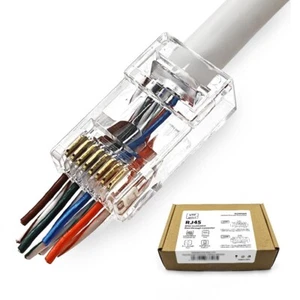 Złącza UTP RJ45, wtyczki przelotowe Cat6 50-pak 8P8C T568B T568A XANHAM - Zdjęcie 1 z 6