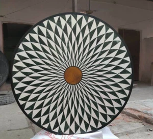 60" large Black Marble Dining dinner Coffee Table Top Inlay pietra dura Mosaic - Picture 1 of 5