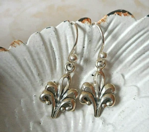Barse Sterling Silver Fleur de Lis Dangle Earrings RE18Z1 - Picture 1 of 6