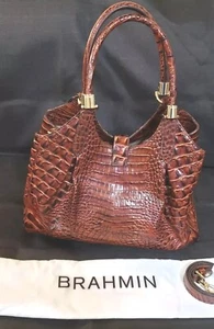 BRAHMIN ELISA SHOULDER HANDBAG PECAN MELBOURNE GENUINE LEATHER PURSE - Picture 1 of 11
