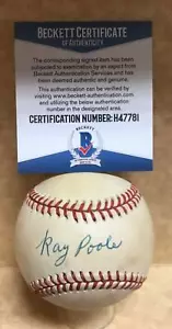 RAY POOLE PHILADELPHIA ATHLETICS VINTAGE SIGNED A.L. BASEBALL BECKETT H47781 - Picture 1 of 2