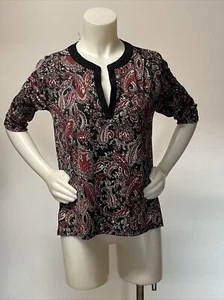 Camicia donna taglia media attrazione moderna scintillante paisley nera multi - Foto 1 di 12