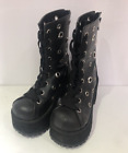 Dominia Camel Platform Boots Punk Goth Black Zip And Eyelets 31Cm Height An91