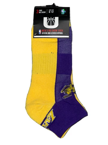 Los Angeles Lakers Men's Low Cut Socks 3 Pair Size 6-12 Kobe Magic Lebron NWT Cover