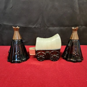 Avon Cologne Bottles Cowboy Western Wagon and Teepees Set of3 - Picture 1 of 13