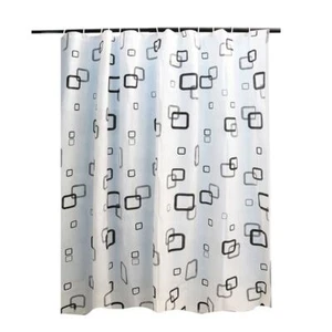 PEVA Black & White Bathroom Shower Curtain with 12 Plastic Hooks, cute shower cu - Picture 1 of 5