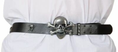 ORLOB KARNEVAL GMBH Gürtel schwarz mit Totenkopf 95 cm Halloween Karneval Kostüm Fasching