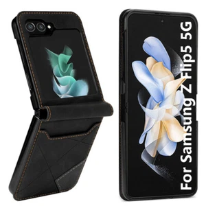 Leder Hülle für Samsung Z Flip5 Flip4 Flip3 Case Schutz Handy Cover Tasche Etuis - Picture 1 of 13