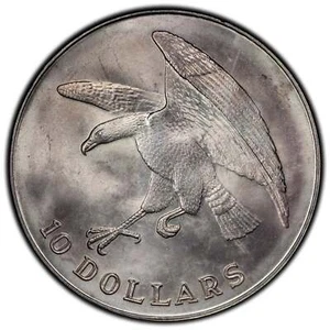 Singapore 1974 $10 Silver Eagle Coin - BU - Picture 1 of 2