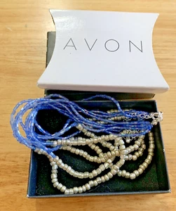Avon BLUE Sea and Sky Multistrand Beaded Necklace   NIB NOS - Picture 1 of 4