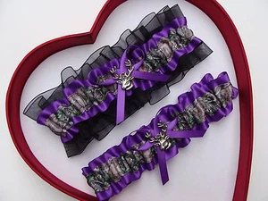 NEW Mossy Oak Camouflage Camo Purple Black Wedding Garter Prom Sexy Hunter Chick - Picture 1 of 2
