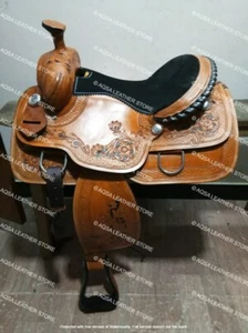 Western Horse Saddle Handmade Ranch Roper Leather Saddle With Free Matching Set - Picture 1 of 3
