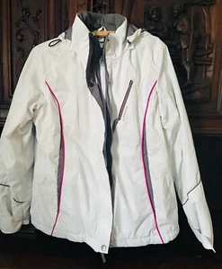 HB Sport Harve Benard White Winter Coat M Zip Up Hoodie Fleece Lining Ski - Picture 1 of 10