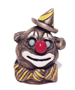 Smiley Happy Clown Fingerhut Zinn gelb gestreift Fliege und Hut - Bild 1 von 6