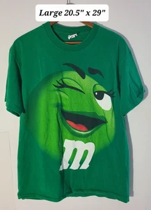 M&M Y2K Ms. Green M&M Big Face Green Large T-Shirt Officially Licensed - Bild 1 von 4