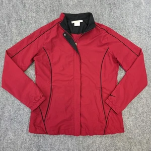 Nike Golfjacke Damen Medium rot schwarz Windbreaker Regenmantel Reißverschlusstaschen M - Bild 1 von 18