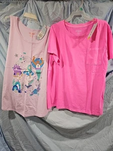 NWT Girls 2 Pieces Purple Tank, Bright Pink T Shirt Size XXL (18) - Picture 1 of 7