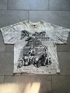 Vintage Y2K Harley Davidson Hawaii All Over Print AOP Motorcycle Tee Shirt Sz XL - Picture 1 of 19