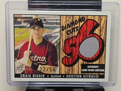 Craig Biggio 2003 Bowman Heritage cortes de diamante reliquia rojo 22/56 patio Astros DC-CB Foto 1 de 4