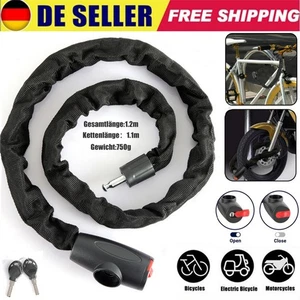 Fahrradschloss 120cm mit 2 Schlüssel Panzerschloss Kettenschloss Motorradschloss - Bild 1 von 15