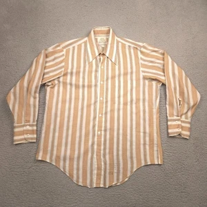 Arrow Kent Collection Shirt Men 16 32 Beige Brown Stripe Long Sleeve Vintage 70s - Picture 1 of 10