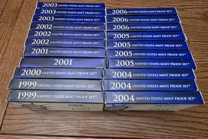Händler Lot US Mint Proof Sets 1999-2006 Proof Sets Komplett Lot 21 Sets - Bild 1 von 2