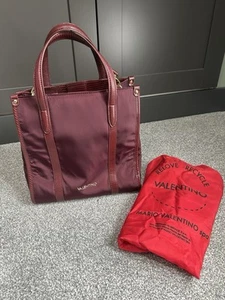 Valentino Mario Spa Batti Bordeaux Shopping Nylon Bag Burgundy Gold Hardware New - Picture 1 of 12
