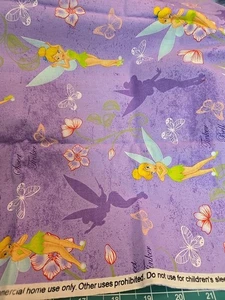 Tinkerbell Flower Silhouettes Springs Creative Fat Quarter Fabric Butterfly - Picture 1 of 6