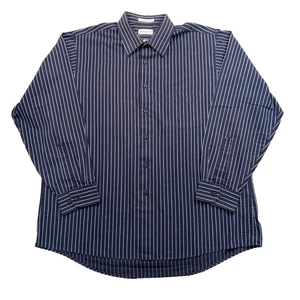 Van Heusen Shirt XL 17 Men's Button Up Long Sleeve Blue Stripe Cotton Polyester - Picture 1 of 6