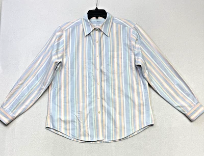 L.L.Bean Men Medium Regular Button Front Shirt Pastel Stripe Long Sleeve Cotton - Image 1 of 4