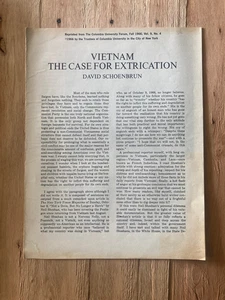 DAVID SCHOENBRUN Vietnam The Case for Extraction / Columbia University 1966 orig - Picture 1 of 2