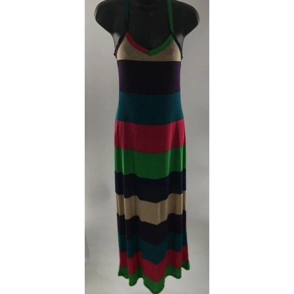 Body Central Striped Color Blocked Maxi Dress Casual Size Small Retro Y2K 90's - Image 1 of 4